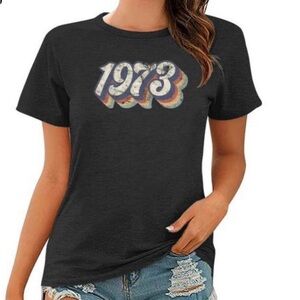 Retro '1973' Graphic Short Sleeve Tee - grey